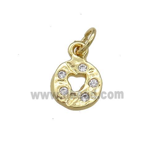 Copper Circle Pendant Pave Zircon Hammered Gold Plated