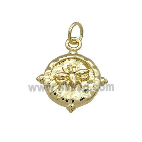 Copper Honeybee Charms Pendant Hammered Gold Plated