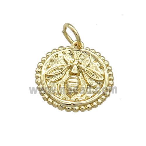 Copper Honeybee Charms Pendant Hammered Gold Plated