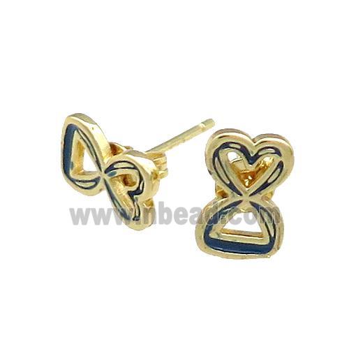 Copper Heart Stud Earring Enamel Gold Plated