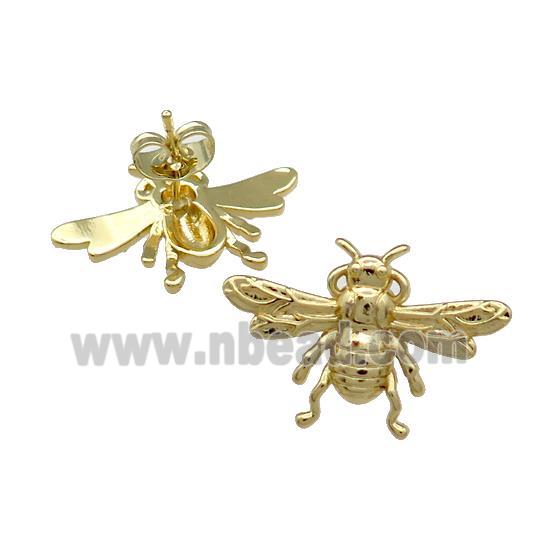 Copper Honeybee Stud Earring Gold Plated