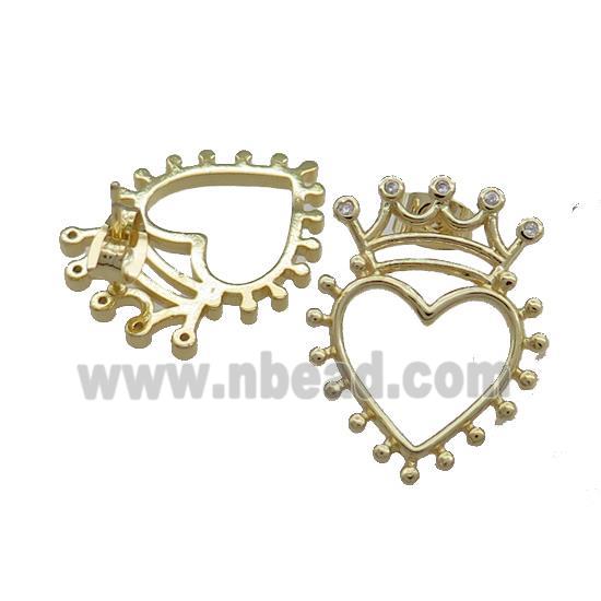 Copper Crown Stud Earring Pave Zircon Gold Plated