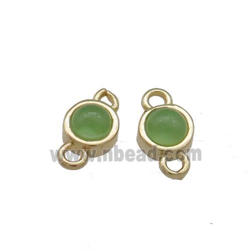 Copper Connector Pave Dye Jade Circle Gold Plated