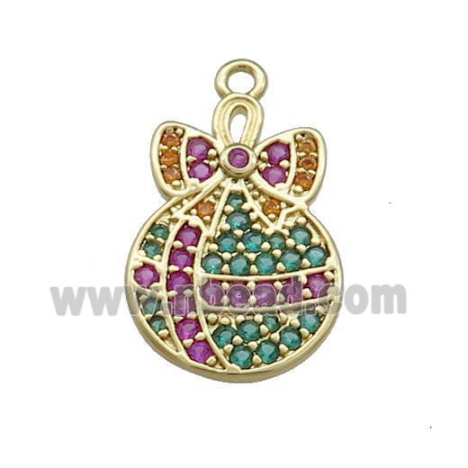 Christmas Gift Charms Copper Pendant Pave Zircon Gold Plated