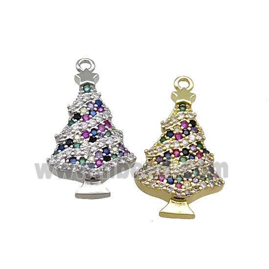 Christmas Tree Charms Copper Pendant Pave Zircon Mixed