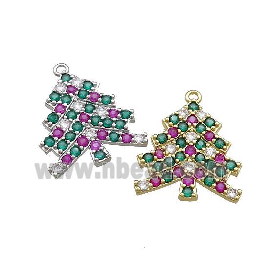 Christmas Tree Charms Copper Pendant Pave Zircon Mixed