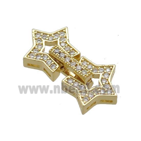 Copper Star Clasp Pave Zircon Gold Plated