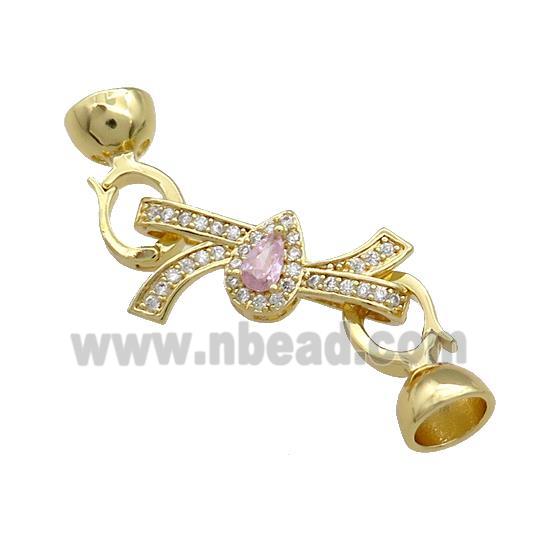 Copper Knot Clasp Pave Zircon Gold Plated