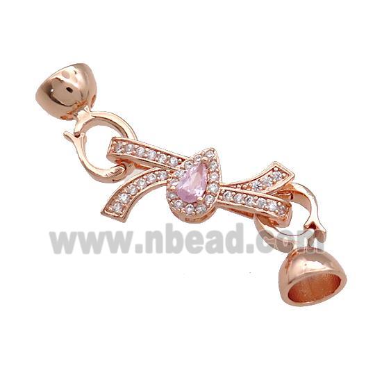Copper Knot Clasp Pave Zircon Rose Gold