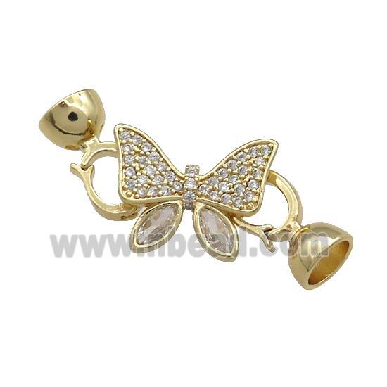 Copper Butterfly Clasp Pave Zircon Gold Plated