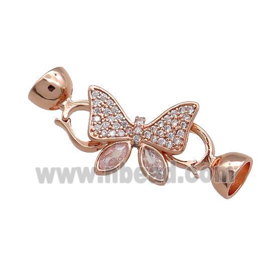Copper Butterfly Clasp Pave Zircon Rose Gold