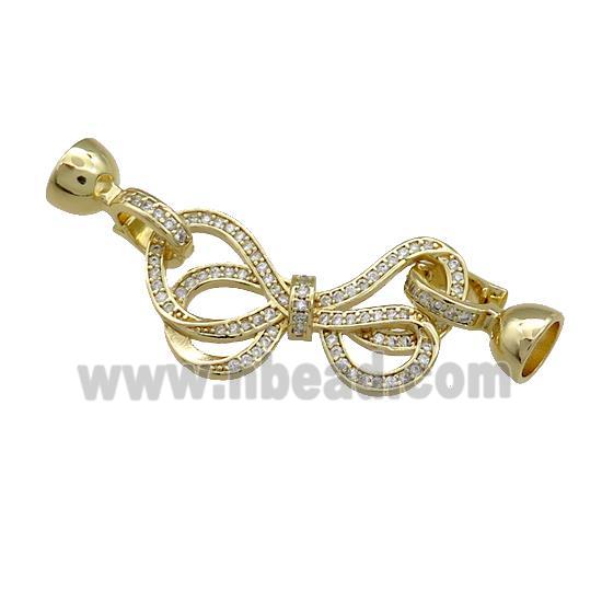 Copper Bowknot Clasp Pave Zircon Gold Plated
