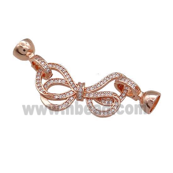 Copper Bowknot Clasp Pave Zircon Rose Gold