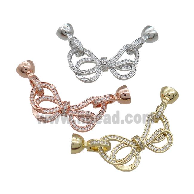 Copper Bowknot Clasp Pave Zircon Mixed