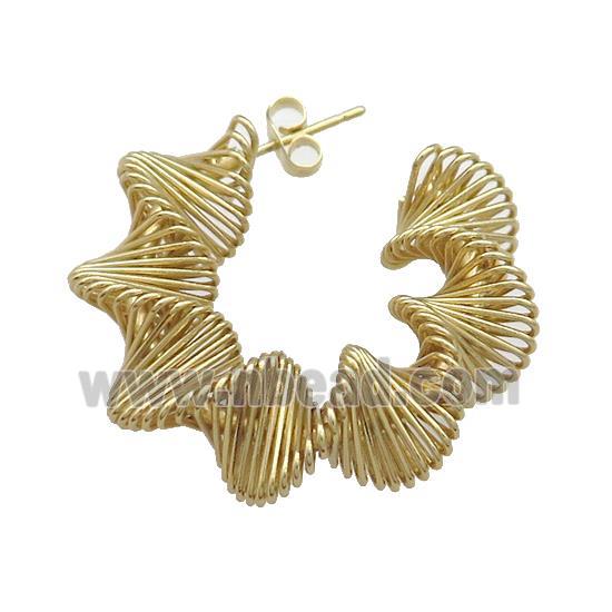 Copper Stud Earrings Coiled Wire Wrapped Gold Plated