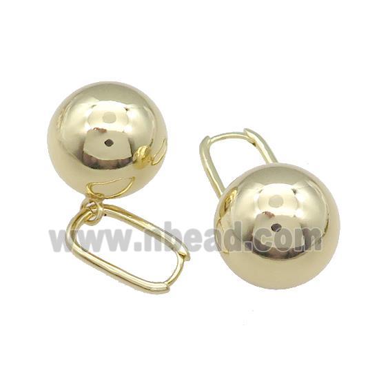 Copper Latchback Earrings Ball Gold Plated