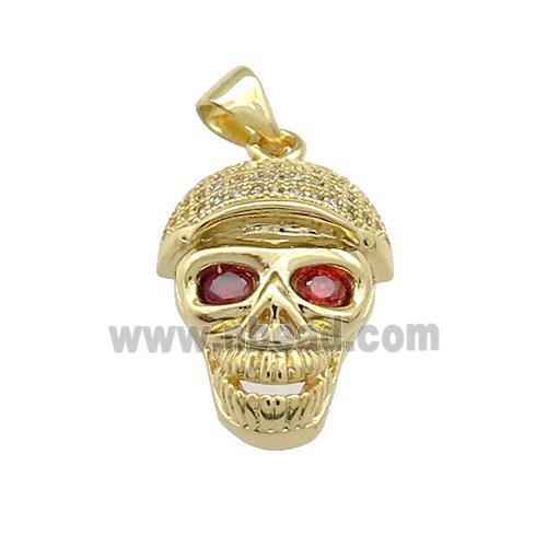 Copper Skull Pendant Pave Zircon 18K Gold Plated