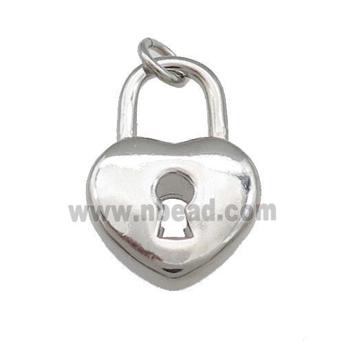 Copper Lock Pendant Heart Platinum Plated