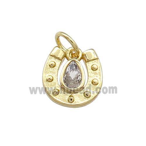 Copper Horseshoe Charms Pendant Pave Zircon Gold Plated