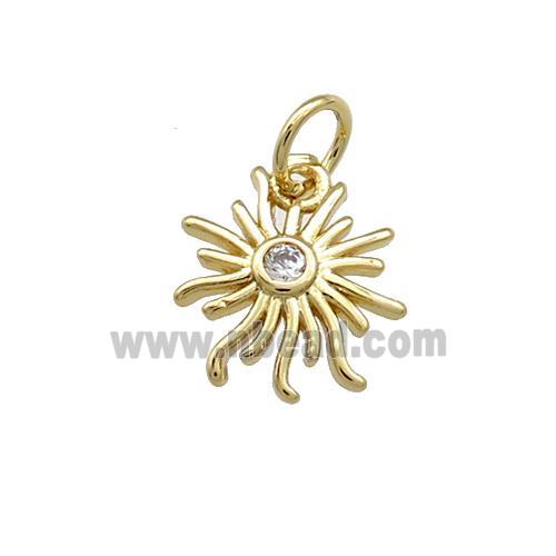 Copper Sun Charms Pendant Pave Zircon Gold Plated