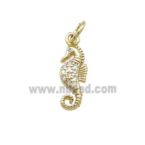 Copper Seahorse Charms Pendant Pave Zircon Gold Plated