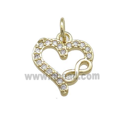 Copper Heart Pendant Pave Zircon Infinity Gold Plated