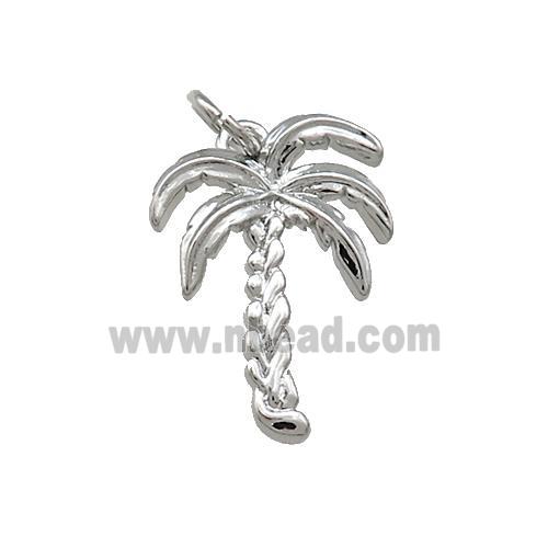 Coconut Tree Charms Copper Pendant Platinum Plated