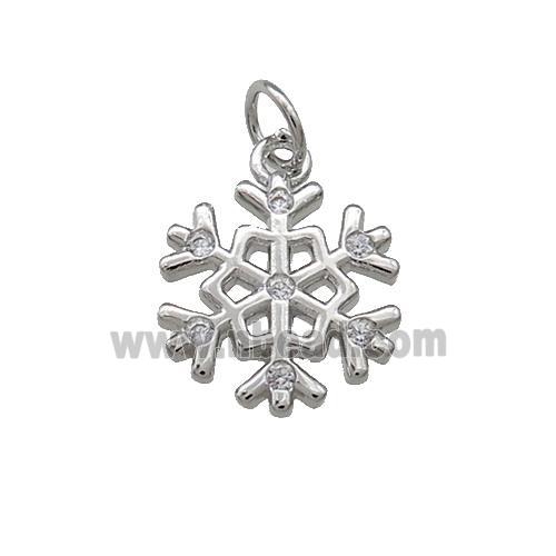Christmas Snowflake Charms Copper Pendant Pave Zircon Platinum Plated