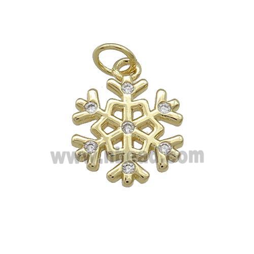 Christmas Snowflake Charms Copper Pendant Pave Zircon Gold Plated