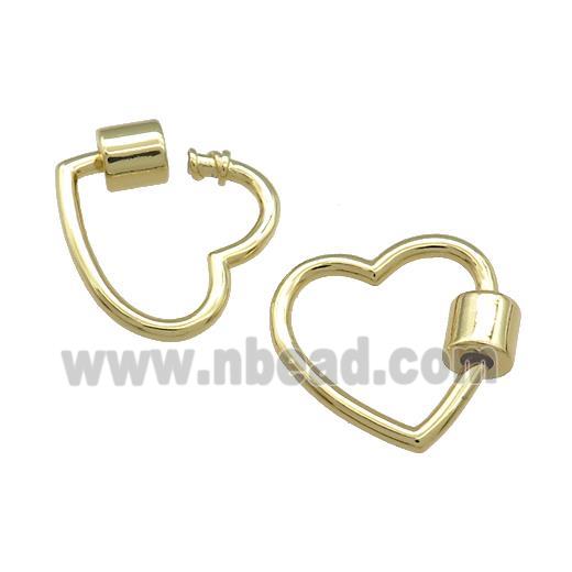 Copper Carabiner Clasp Heart Gold Plated