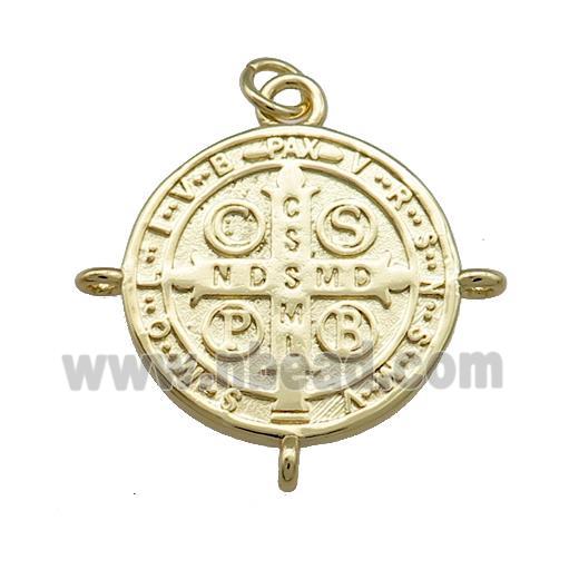 Copper Jesus Pendant Religious Medal Charms Blue Painted Circle Gold Plated
