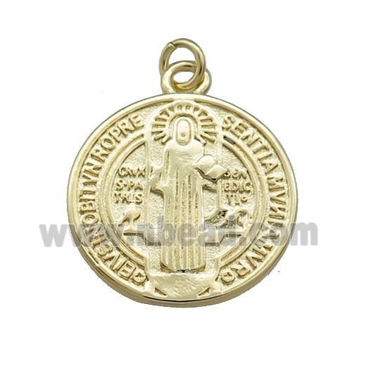 Copper Jesus Pendant Religious Medal Charms Circle Gold Plated