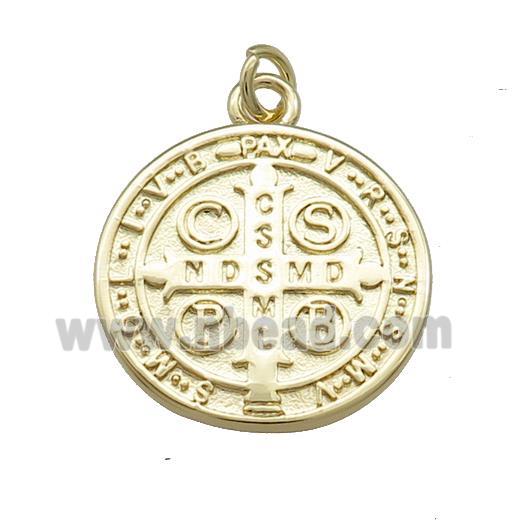 Copper Jesus Pendant Religious Medal Charms Pink Painted Circle Gold Plated