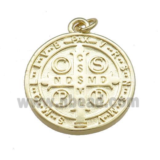 Copper Jesus Pendant Religious Medal Charms Red Enamel Circle Gold Plated