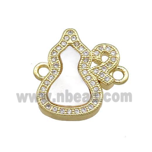Copper Gourd Connector Pave Shell Zircon 18K Gold Plated