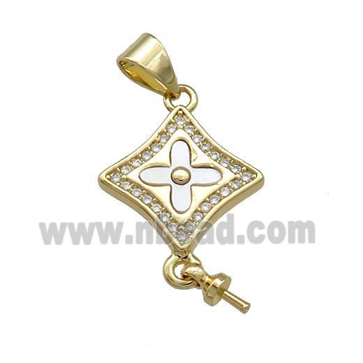 Copper Star Cross Pendant Pave Shell Zircon 18K Gold Plated