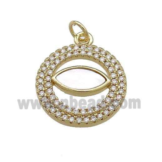 Copper Eye Charms Pendant Pave Shell Zircon Circle 18K Gold Plated