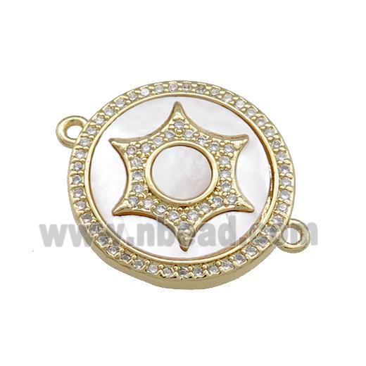 Copper Sun Charms Pendant Pave Shell Zircon Circle 18K Gold Plated
