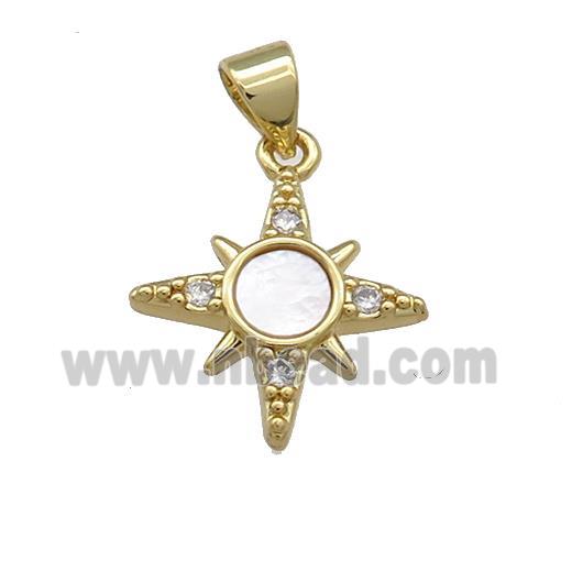 Copper Northstar Pendant Pave Shell Zircon 18K Gold Plated