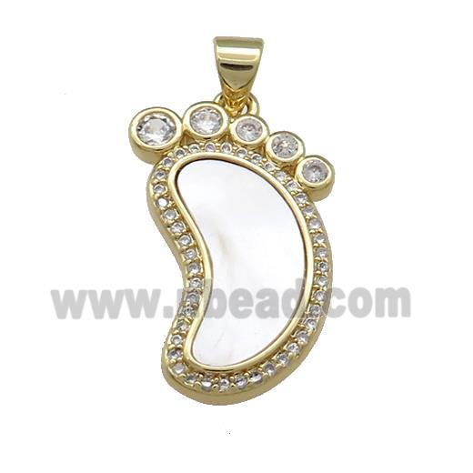 Copper Barefoot Pendant Pave Shell Zircon 18K Gold Plated