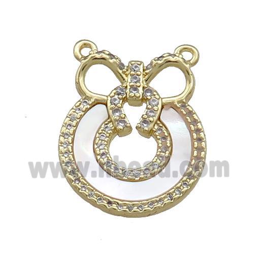 Copper Bear Pendant Pave Shell Zircon 2loops 18K Gold Plated