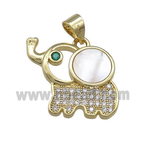 Copper Elephant Pendant Pave Shell Zircon 18K Gold Plated