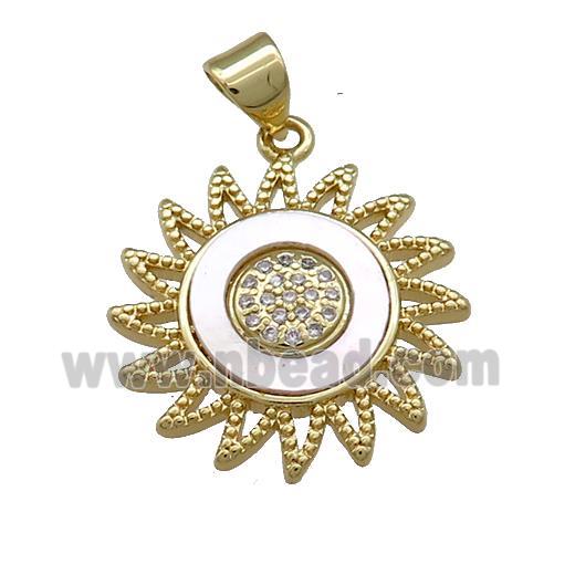 Copper Sunflower Pendant Pave Shell Zircon 18K Gold Plated