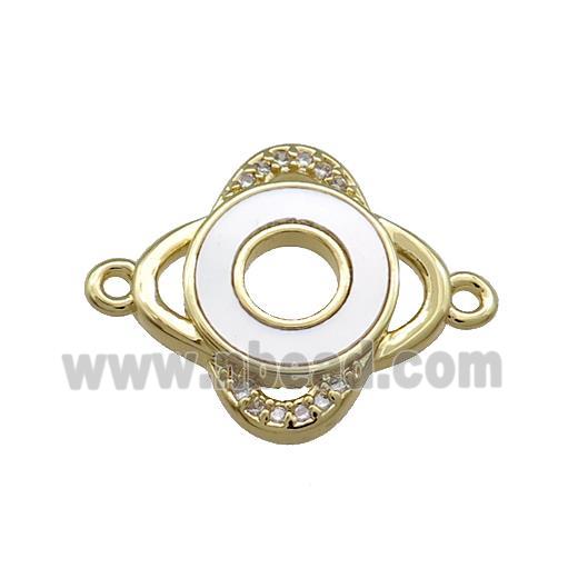 Copper Eye Circle Connector Pave Shell Zircon 18K Gold Plated