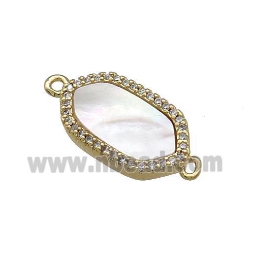 Copper Oval Connector Pave Shell Zircon 18K Gold Plated
