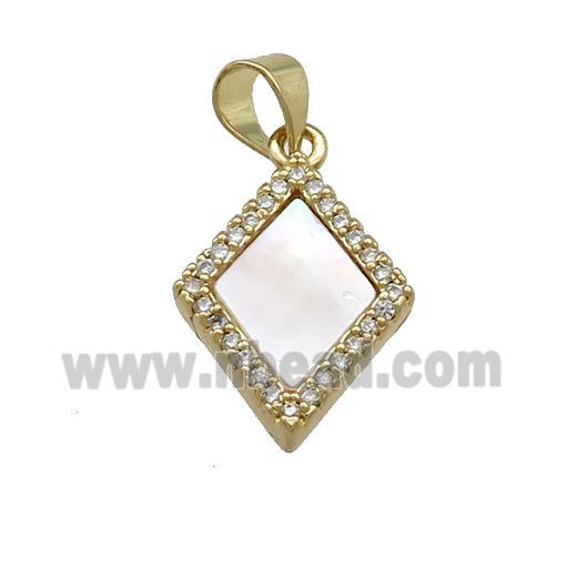 Copper Rhombic Pendant Pave Shell Zircon 18K Gold Plated