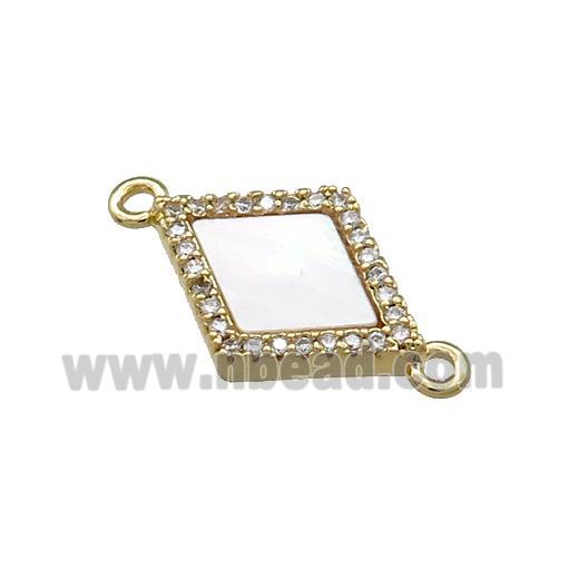 Copper Rhombic Connector Pave Shell Zircon 18K Gold Plated