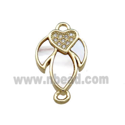 Copper Flower Connector Pave Shell Zircon 18K Gold Plated