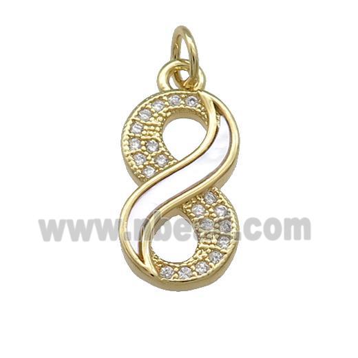 Copper Infinity Pendant Pave Shell Zircon 18K Gold Plated