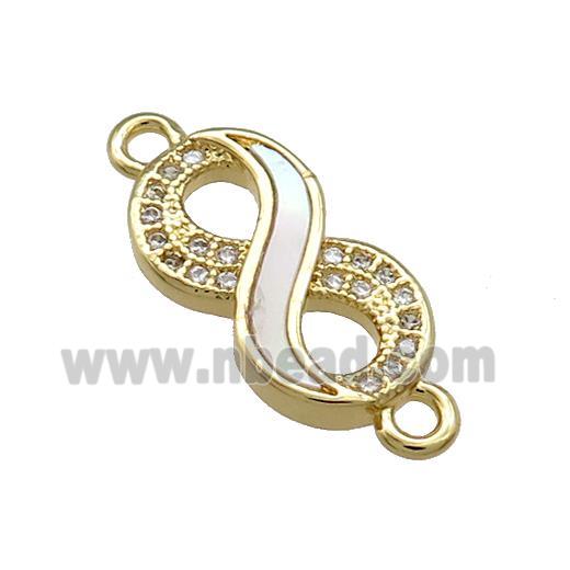 Copper Infinity Connector Pave Shell Zircon 18K Gold Plated